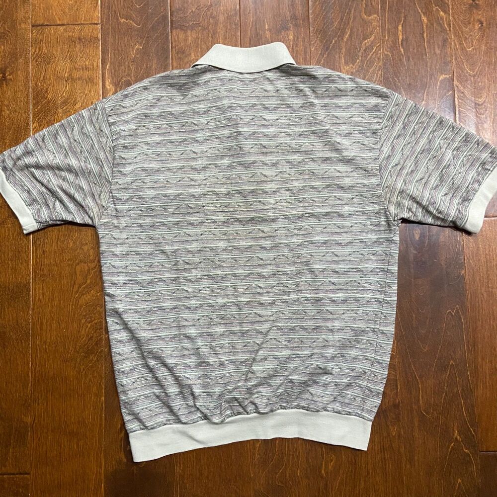 Classics By Palmland Vintage 90s Geometric Tan Brown Polo Men's Size Medium - Picture 5 of 8